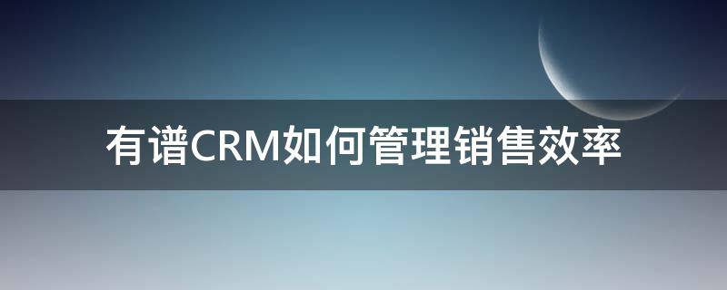 有谱CRM如何管理销售效率（有谱crm 费用）