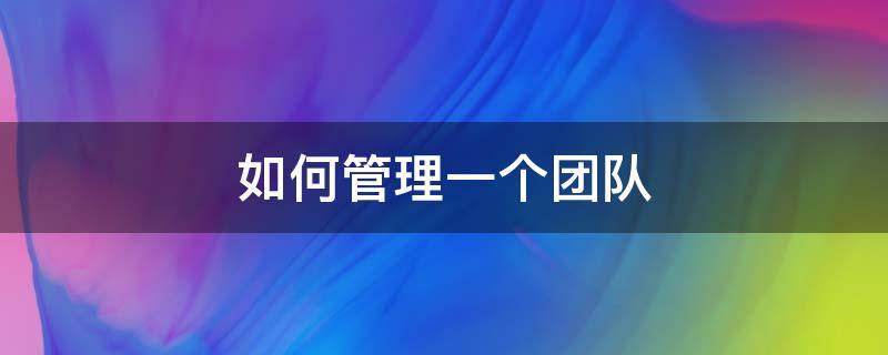 如何管理一个团队（如何管理一个团队和员工的书籍）