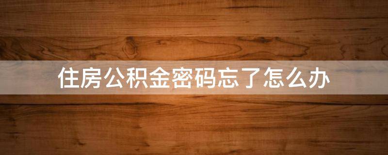 住房公积金密码忘了怎么办 公积金密码忘了怎么办?