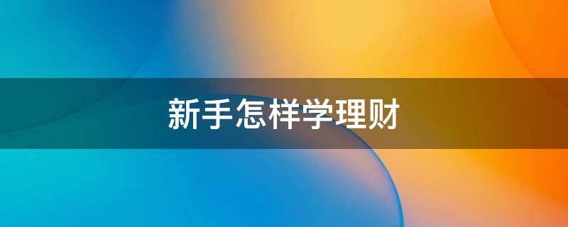 新手怎样学理财（新手怎样学理财?）
