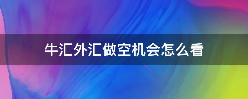 牛汇外汇做空机会怎么看 牛汇国际外汇理财平台
