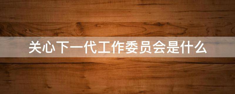 关心下一代工作委员会是什么 关心下一代工作委员会是什么会计分类