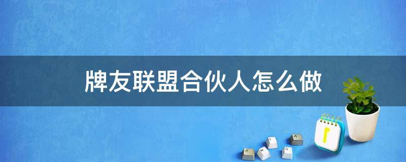 牌友联盟合伙人怎么做（牌友联盟怎么做代理）