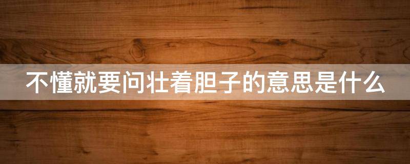 不懂就要问壮着胆子的意思是什么 不懂就要问壮着胆子的意思是什么意思