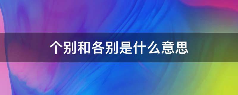 个别和各别是什么意思（个别啥意思）