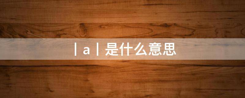 丨a丨是什么意思（(a是什么意思）