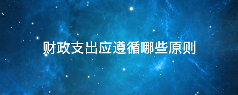 财政支出应遵循哪些原则 财政支出应遵循哪些原则?问答题?