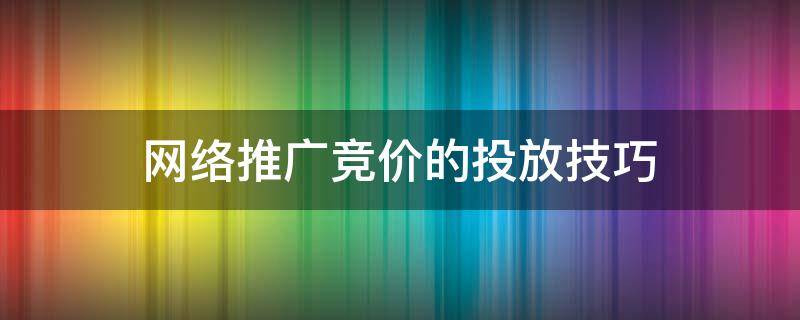 网络推广竞价的投放技巧（网络竞价推广方案）