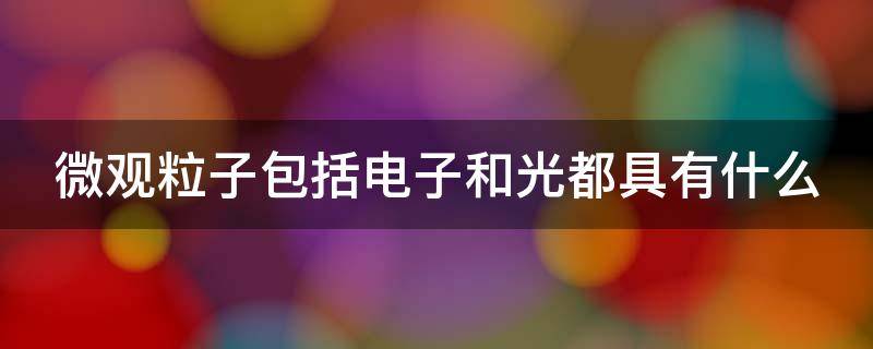 微观粒子包括电子和光都具有什么（微观粒子包括电子和光都具有什么功能）