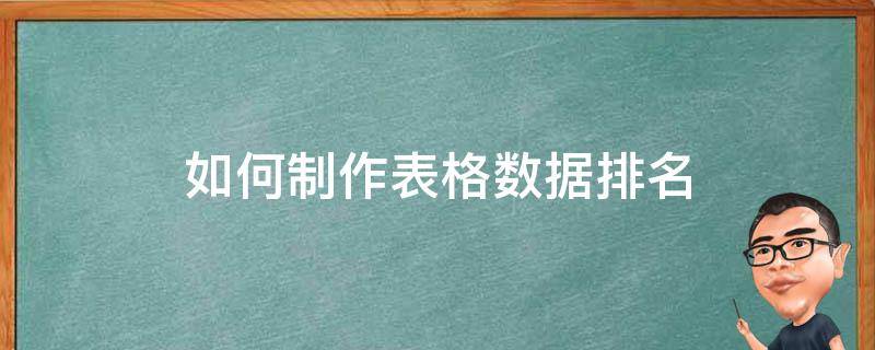 如何制作表格数据排名 表格数据排名怎么弄