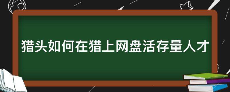 猎头如何在猎上网盘活存量人才 猎头线上