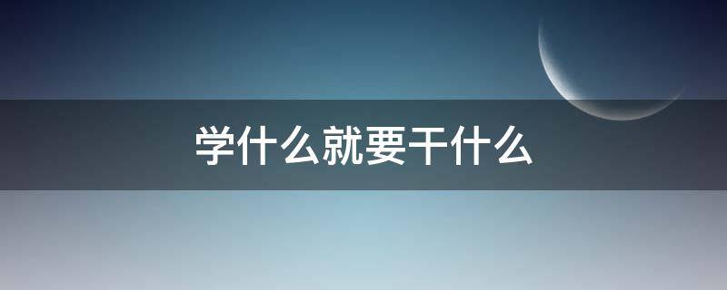 学什么就要干什么（学什么就要干什么的成语）