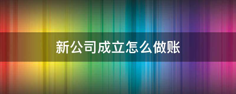 新公司成立怎么做账（新公司成立做账流程）