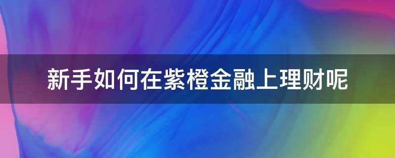 新手如何在紫橙金融上理财呢 紫橙网络科技有限公司