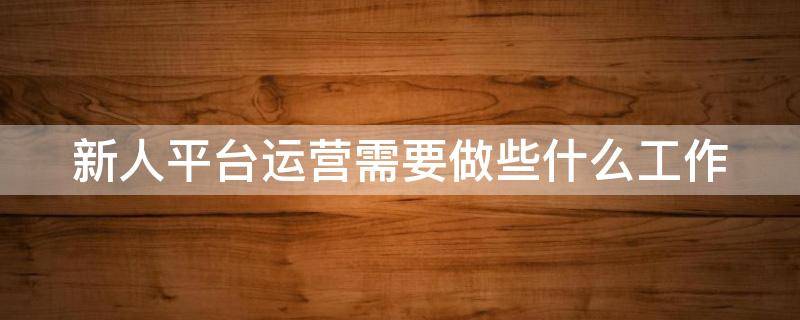 新人平台运营需要做些什么工作 新平台运营方案