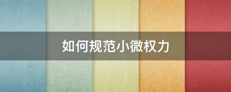 如何规范小微权力 规范小微权力运行,实现基层监督零距离