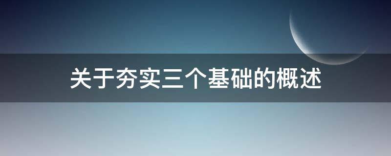 关于夯实三个基础的概述（夯实基础例子）