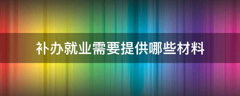补办就业需要提供哪些材料（补办就业需要提供哪些材料证明）