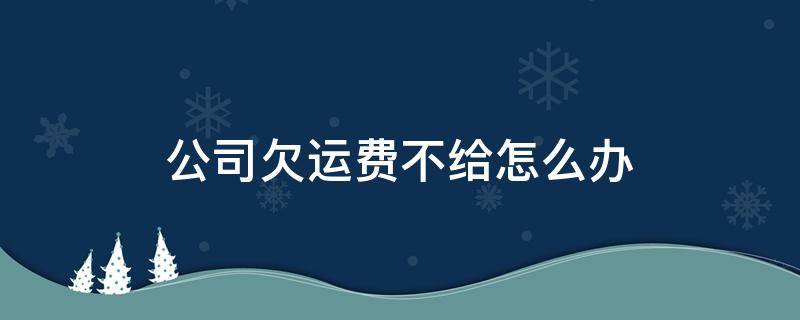 公司欠运费不给怎么办（公司欠运费一直拖着怎么办）