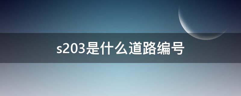 s203是什么道路编号 s202是什么道路编号