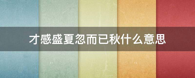 才感盛夏忽而已秋什么意思 才感春来忽而夏至什么意思