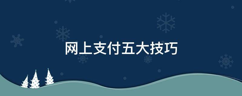 网上支付五大技巧 网上支付的大体流程