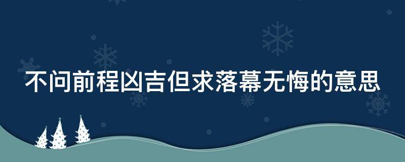 不问前程凶吉但求落幕无悔的意思（不问前程,但求无悔）