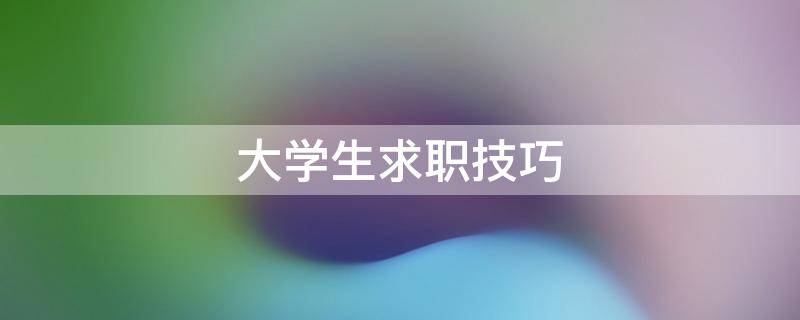 大学生求职技巧（大学生求职技巧PPT）