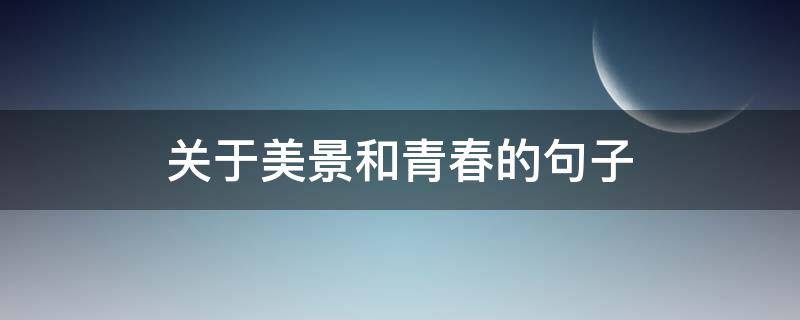 关于美景和青春的句子（关于美景和青春的句子有哪些）