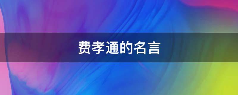 费孝通的名言（费孝通名言各美其美申论）