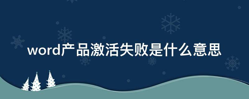 word产品激活失败是什么意思（word永久激活密钥）