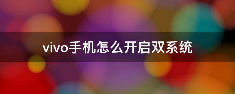 vivo手机怎么开启双系统 vivo手机怎么切换另一个系统