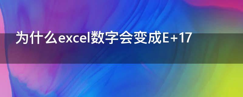 为什么excel数字会变成E+17（为什么Excel数字会变成E+11）