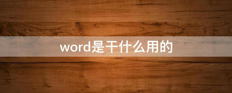 word是干什么用的（word是干什么的软件）