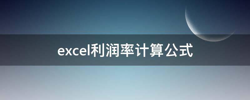 excel利润率计算公式 excel利润率怎么算