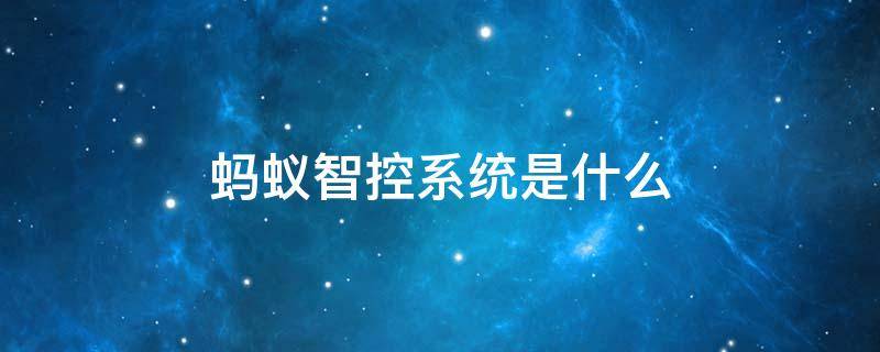 蚂蚁智控系统是什么 蚂蚁智控干什么的