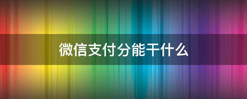 微信支付分能干什么（微信支付分都可以干什么）