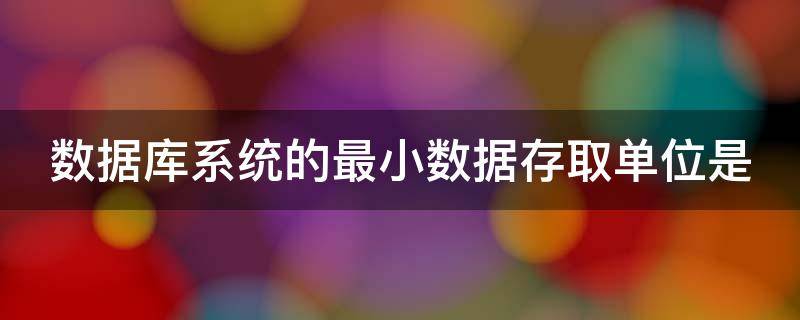 数据库系统的最小数据存取单位是 数据库中的最小存储单位是