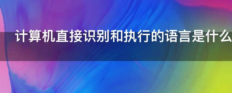 计算机直接识别和执行的语言是什么（计算机直接识别和处理的程序语言是）