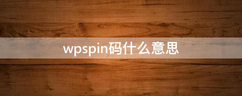 wpspin码什么意思（wpspin码输入是什么意思）