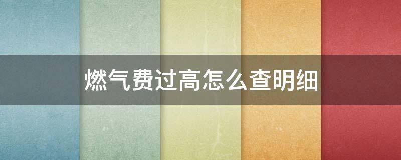 燃气费过高怎么查明细（燃气费明细怎么看）