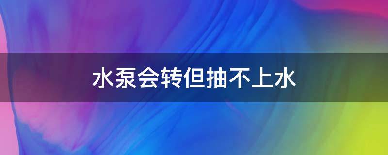 水泵会转但抽不上水（水泵会转但抽不上水是怎么回事）