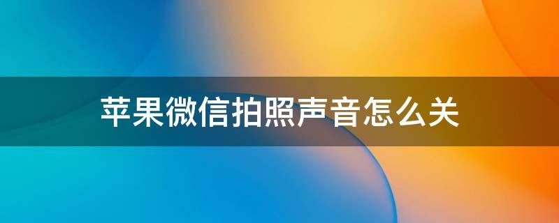 苹果微信拍照声音怎么关 苹果微信拍照的声音怎么关