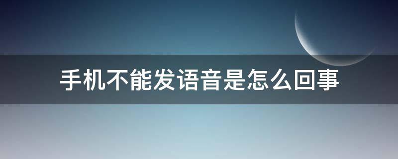 手机不能发语音是怎么回事（手机不能发语音咋回事）