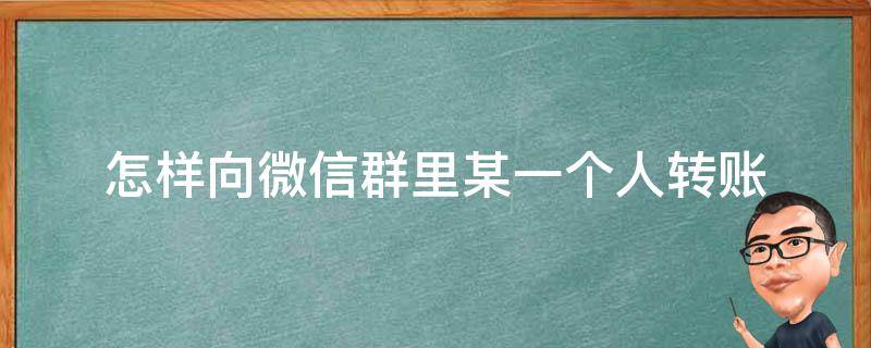 怎样向微信群里某一个人转账 怎样向微信群里某一个人转账1000