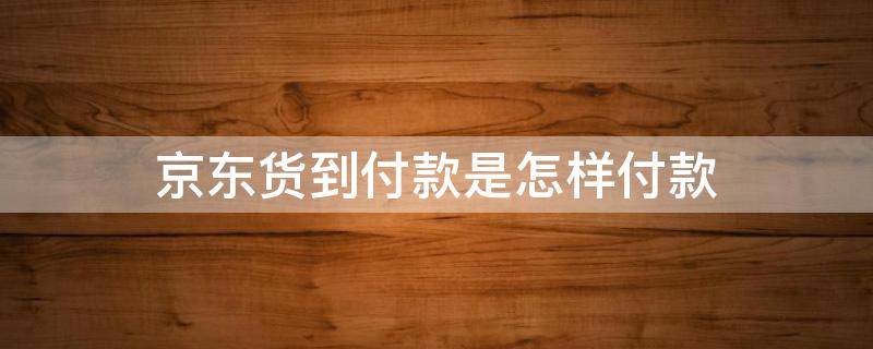 京东货到付款是怎样付款（京东货到付款是怎样付款钱给谁）