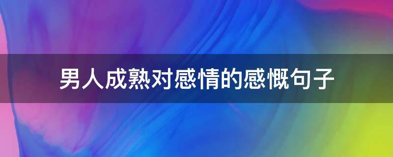 男人成熟对感情的感慨句子（成熟男人感慨语句）