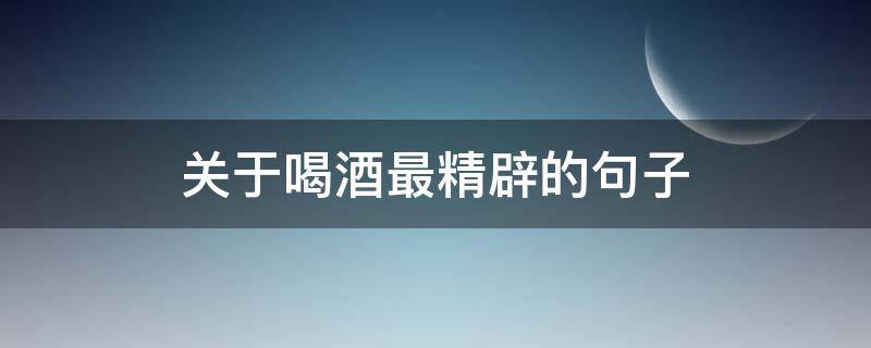 关于喝酒最精辟的句子（喝酒酒的句子）