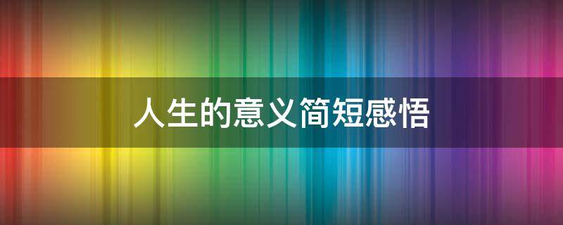 人生的意义简短感悟（人生感悟 简短）