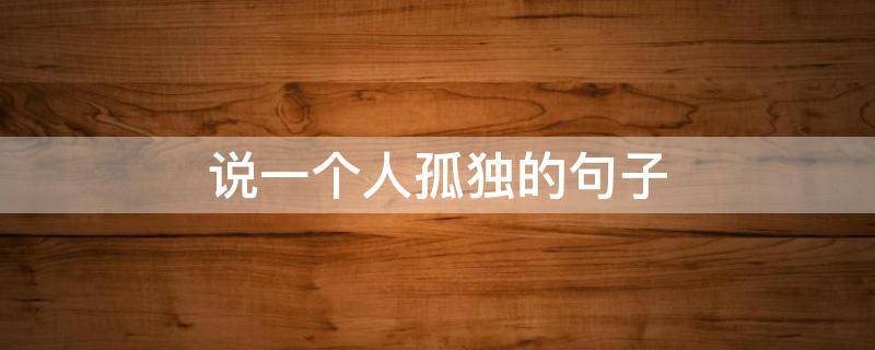 说一个人孤独的句子（说自己一个人孤独的句子）